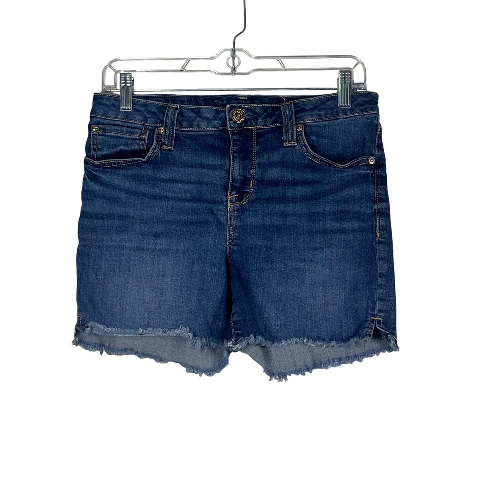 LOFT Denim Shorts Womens Blue Raw Hem Frayed Mid Rise 4/27